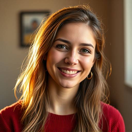 Portrait of Elara Vance, a professional graphic design instructor with a friendly and approachable demeanor.